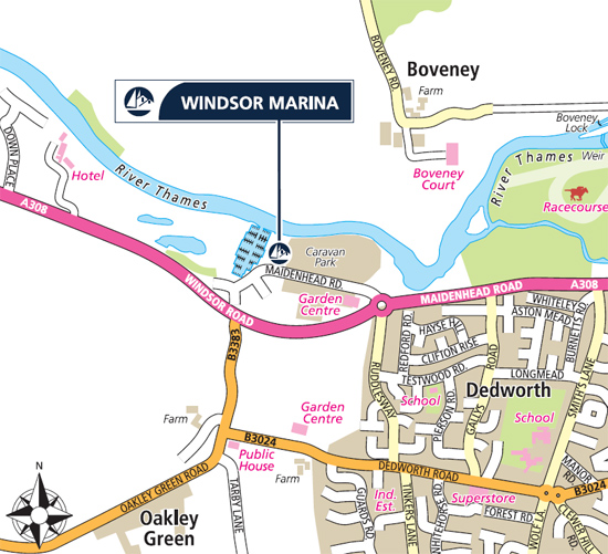 Direction Map for MDLs Windsor Marina