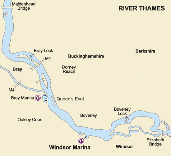 Map to MDLs Windsor Marina on Thames by Boat